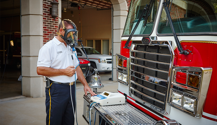 fire department chief fit testing mask with OHD Quantifit